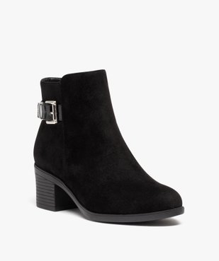 Boots femme à talon carré avec zip et bride décorative vue2 - GEMO(URBAIN) - GEMO