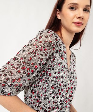 Chemise imprimée à manches 3/4 en voile femme vue2 - GEMO(FEMME PAP) - GEMO