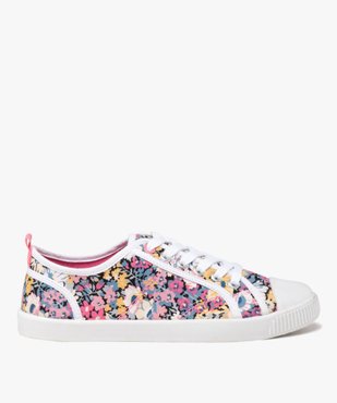 Baskets femme en toile avec lacets et à semelle contrastante vue1 - GEMO 4G FEMME - GEMO