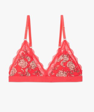 Soutien-gorge triangle à motifs fleuris et dentelle vue4 - GEMO(HOMWR FEM) - GEMO