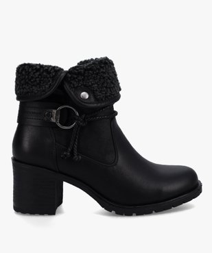 Boots femme à talon carré et col sherpa vue1 - GEMO(URBAIN) - GEMO