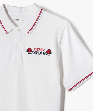 Polo à manches courtes avec motif Noël brodé garçon vue2 - GEMO (JUNIOR) - GEMO