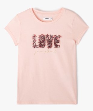 Tee-shirt fille à manches courtes et imprimé en relief vue1 - GEMO (ENFANT) - GEMO