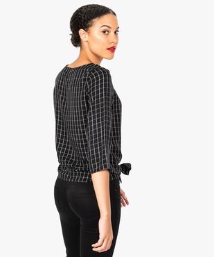 Blouse femme à carreaux manches 3/4 et nœud devant vue3 - GEMO(FEMME PAP) - GEMO