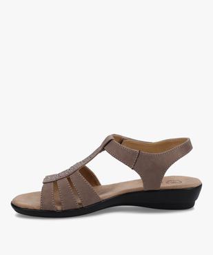 Sandales femme confort en suédine avec détails strass vue3 - GEMO (CONFORT) - GEMO