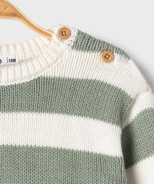 Pull en grosse maille à larges rayures bébé garçon vue5 - GEMO 4G BEBE - GEMO