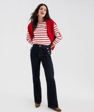 Jean Flare en denim extensible à effet pont femme - LuluCastagnette vue4 - LULU CASTAGNETTE GEMO FOR GOOD - GEMO