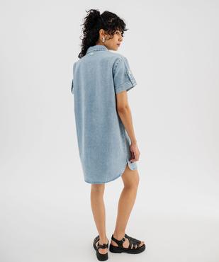 Robe chemise à manches courtes en jean femme - LuluCastagnette vue5 - LULUCASTAGNETTE - GEMO