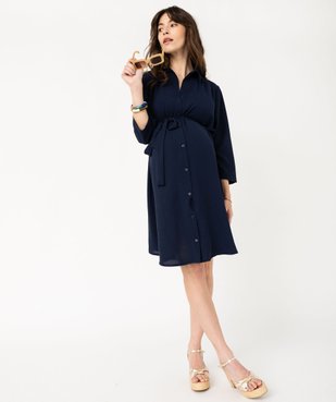 Robe chemise de grossesse à manches 3/4 en maille fluide vue1 - GEMO (MATER) - GEMO