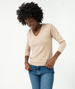 Pull à col V finitions roulottées femme vue2 - GEMO(FEMME PAP) - GEMO