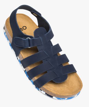 Sandales garçon à multiples brides en cuir et semelle liège vue5 - GEMO (ENFANT) - GEMO
