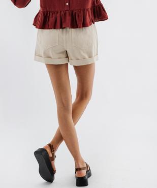 Short en coton ample à revers et taille élastiquée femme vue3 - GEMO 4G FEMME - GEMO