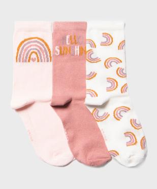 Chaussettes à motifs arc-en-ciel fille (lot de 3) vue1 - GEMO 4G FILLE - GEMO