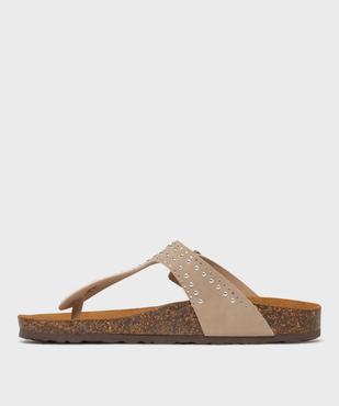 Claquettes à entredoigts semelle intérieure cuir avec strass femme vue3 - VALENTINA BALDA - GEMO