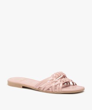 Mules femme à talon plat et fines brides tressées vue2 - GEMO (CASUAL) - GEMO