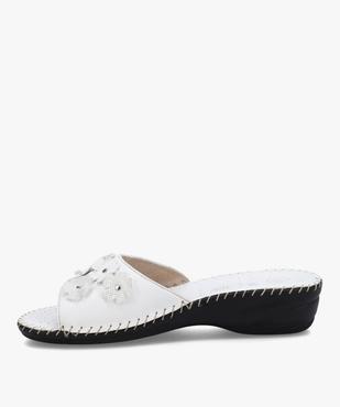 Mules femme confort en cuir ornées de fleurs vue3 - GEMO (CONFORT) - GEMO