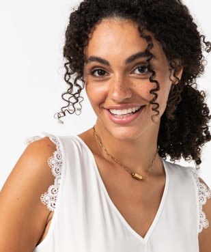 Blouse femme sans manches en crêpe et dentelle vue2 - GEMO(FEMME PAP) - GEMO