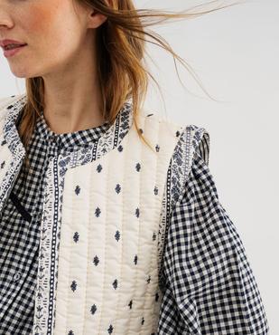 Veste sans manches matelassée à motif fleuri femme vue2 - GEMO 4G FEMME - GEMO