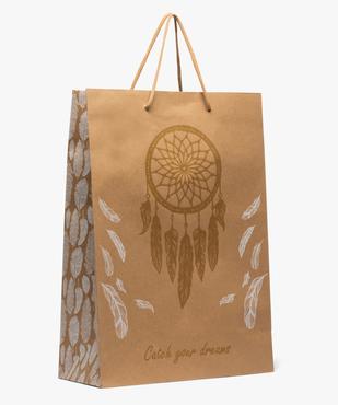Sac cadeau en papier kraft imprimé dreamcatcher pailleté vue1 - GEMO 4G FEMME - GEMO
