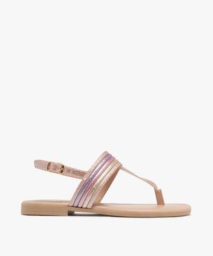 Sandales fille à entre-doigts avec brides tubulaires pailletées  vue1 - GEMO (ENFANT) - GEMO