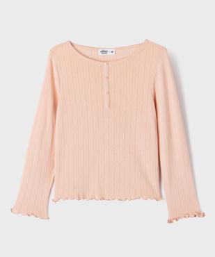 Tee-shirt manches longues finitions froncées fille vue1 - GEMO 4G FILLE - GEMO