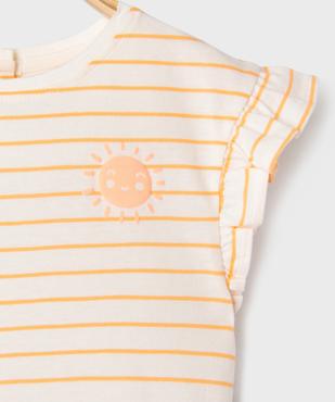 Tee-shirt manches courtes rayé avec manches à volants bébé fille vue2 - GEMO 4G BEBE - GEMO