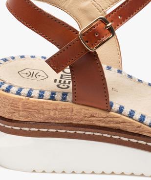 Sandales femme compensées dessus toile rayée vue6 - GEMO(URBAIN) - GEMO