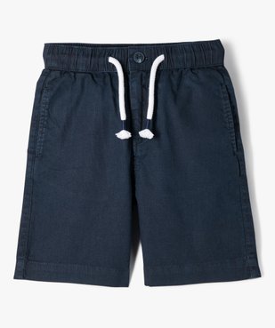 Bermuda en lin à taille élastiquée garçon vue1 - GEMO (ENFANT) - GEMO
