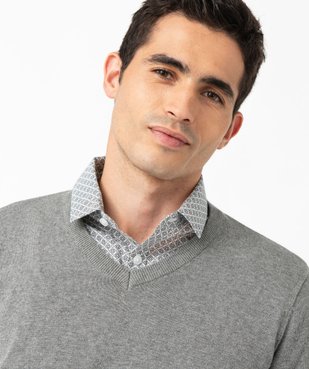 Pull homme à col V en coton fin vue2 - GEMO 4G HOMME - GEMO