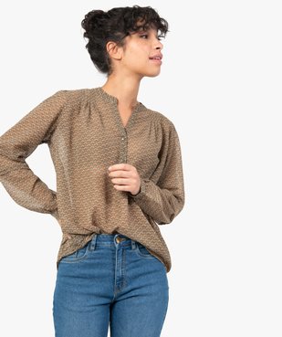 Blouse femme imprimée en voile vue1 - GEMO(FEMME PAP) - GEMO