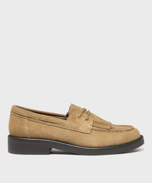 Derbies en cuir suède inspiration mocassins à patte frangée femme - Tanéo vue1 - TANEO - GEMO