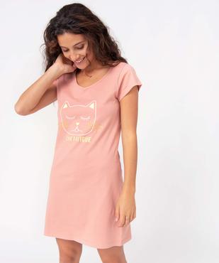 Chemise de nuit femme à manches courtes et col V vue1 - GEMO(HOMWR FEM) - GEMO