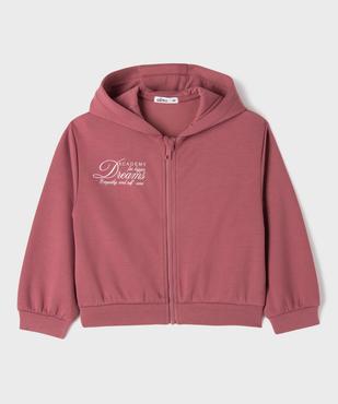 Sweat zippé à capuche avec message poitrine et dos fille vue2 - GEMO (ENFANT) - GEMO