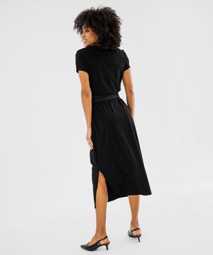 Robe longue manches courtes en maille femme vue3 - GEMO(FEMME PAP) - GEMO