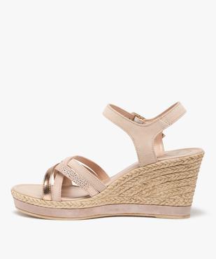Sandales femme compensés et fines brides en cuir - Taneo vue3 - TANEO - GEMO