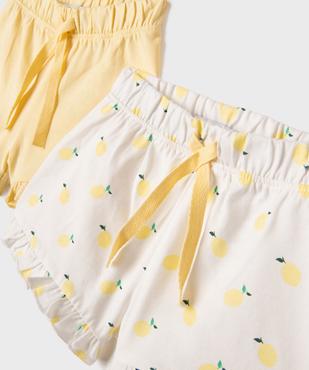 Short en coton avec volants bébé fille (lot de 2) vue2 - GEMO(BEBE DEBT) - GEMO