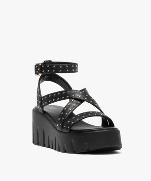 Sandales à talon compensé, semelle plateforme et brides à clous femme vue3 - 5 MILES - GEMO