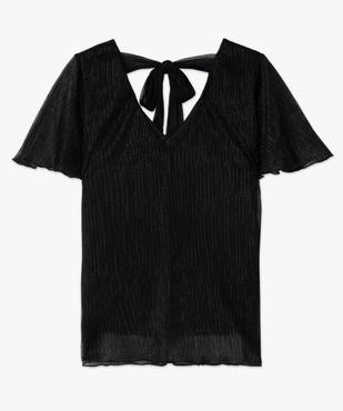 Tee-shirt scintillant à manches courtes en maille plissée femme vue4 - GEMO(FEMME PAP) - GEMO