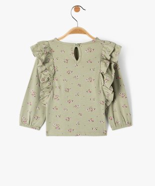 Tee-shirt bébé fille à manches longues fleurs et volant vue3 - GEMO(BEBE DEBT) - GEMO