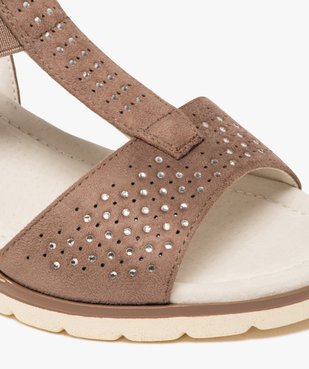 Sandales femme confort à talon compensé avec bride élastique et strass fantaisie vue6 - GEMO (CONFORT) - GEMO