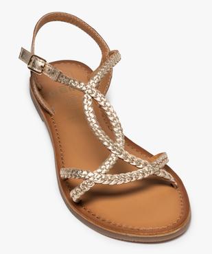 Sandales femme à talon plat et brides tressées en cuir vue5 - GEMO (CASUAL) - GEMO