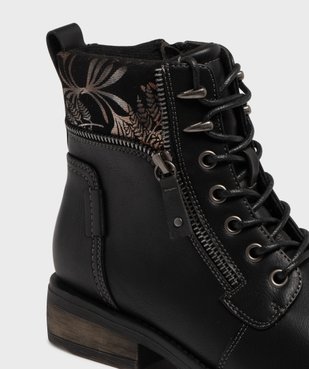 Boots femme à lacets avec col fantaisie et zip  vue13 - EMILIA ROSA - GEMO