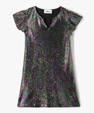 Robe fille à manches courtes avec paillettes multicolores vue1 - GEMO (ENFANT) - GEMO