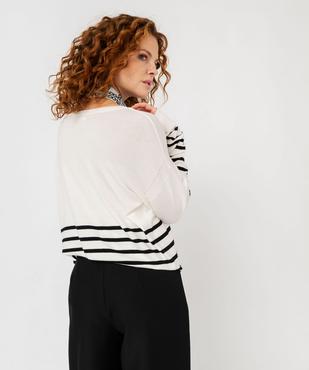 Gilet fin rayé à col V femme vue3 - GEMO 4G FEMME - GEMO
