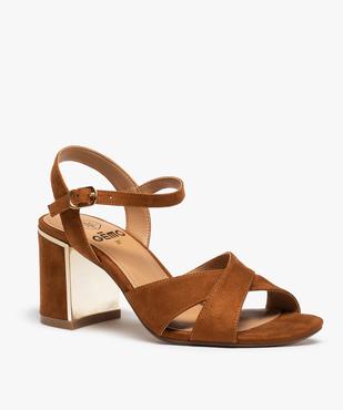 Sandales femme à talon en suédine avec détails métallisés vue2 - GEMO(URBAIN) - GEMO