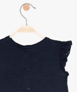 Tee-shirt bébé fille sans manches avec dentelle et liseré pailleté vue2 - GEMO 4G BEBE - GEMO