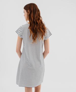 Chemise de nuit en jersey rayé à col V femme vue3 - GEMO 4G FEMME - GEMO