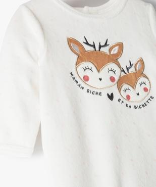 Pyjama dors-bien bébé fille en velours avec motif biche vue2 - GEMO(BB COUCHE) - GEMO