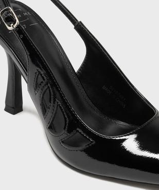 Escarpins slingback vernis à talon fin et détails ajourés - Follow Me vue6 - FOLLOW ME - GEMO