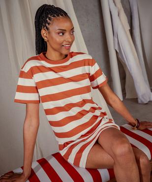 Robe tee-shirt à manches courtes rayée femme vue4 - GEMO(FEMME PAP) - GEMO